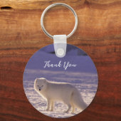 Schattigee winterfotografie van White Arctic Fox Sleutelhanger (Voorkant)