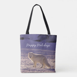 Schattigee winterfotografie van White Arctic Fox Tote Bag