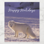 Schattigee winterfotografie van White Arctic Fox Wijn Etiket (Enkel label)