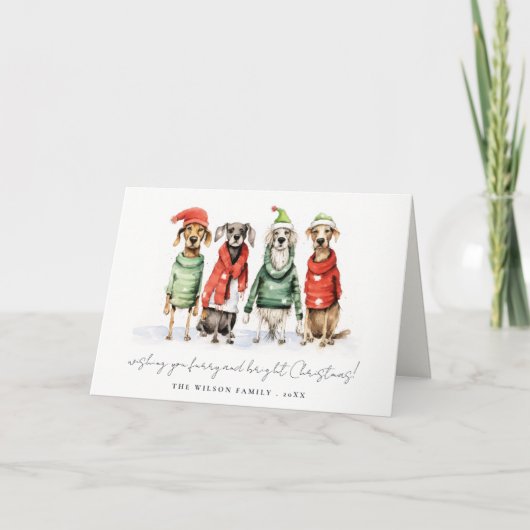 Schattigee winterhonden trui Furry & Bright Christ Feestdagen Kaart (Voorkant)