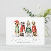 Schattigee winterhonden trui Furry & Bright Christ Feestdagenkaart (Staand voorkant)