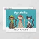 Schattigee winterkatten kerstvakantie briefkaart (Voorkant / Achterkant)