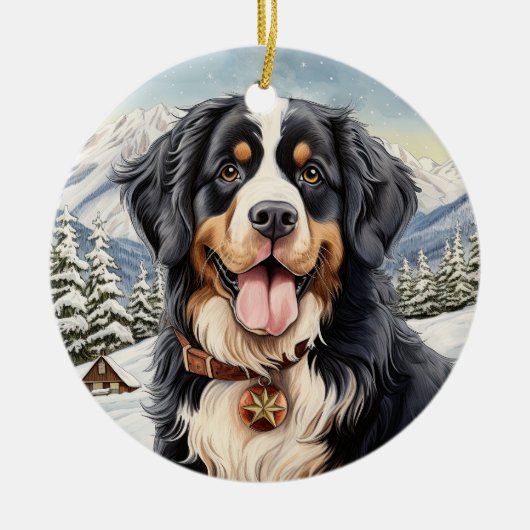 Schattigee winterkerst Berner Berg Keramisch Ornament (Voorkant)