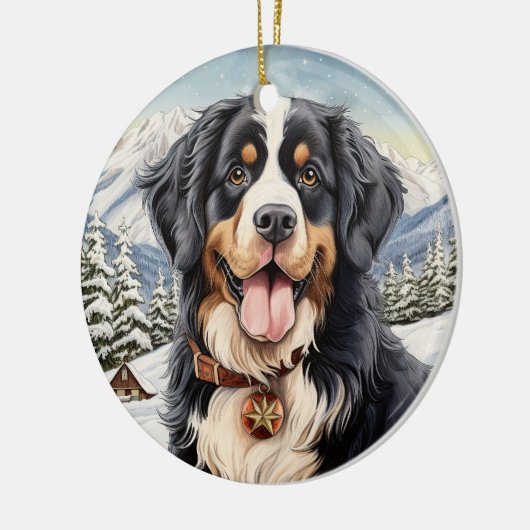 Schattigee winterkerst Berner Berg Keramisch Ornament (Links)