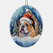 Schattigee winterkerst buldog keramisch ornament (Rechts)
