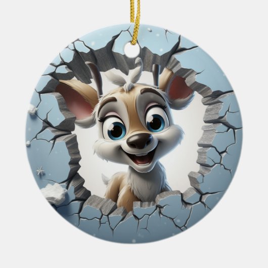 Schattigee winterkerst rendieren keramisch ornament (Voorkant)