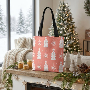 Schattigee winterkerstboom pastel boodschappentas tote bag