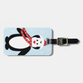 Schattigee winterkerstpinguïn bagagelabel (Voorkant horizontaal)