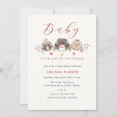 Schattigee winterkleding Kerst Baby shower Kaart (Voorkant)