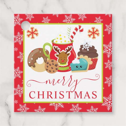 Schattigee winterkoekjes en cacaokerst bedankjes labels (Voorkant)