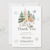 Schattigee winterkonijnen Baby shower Bedankkaart (Voorkant)