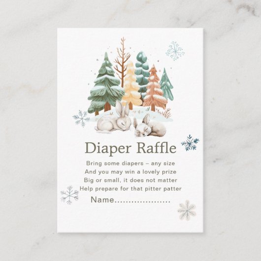 Schattigee winterkonijnen Baby shower luierkrabbel Informatiekaartje (Voorkant)