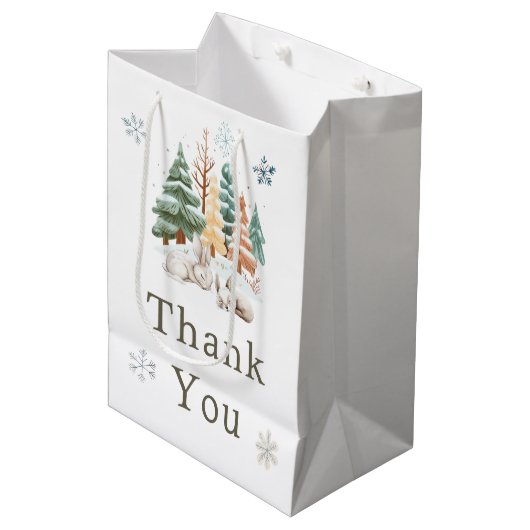 Schattigee winterkonijnen Baby shower Medium Cadeauzakje (Voorkant Gekanteld)