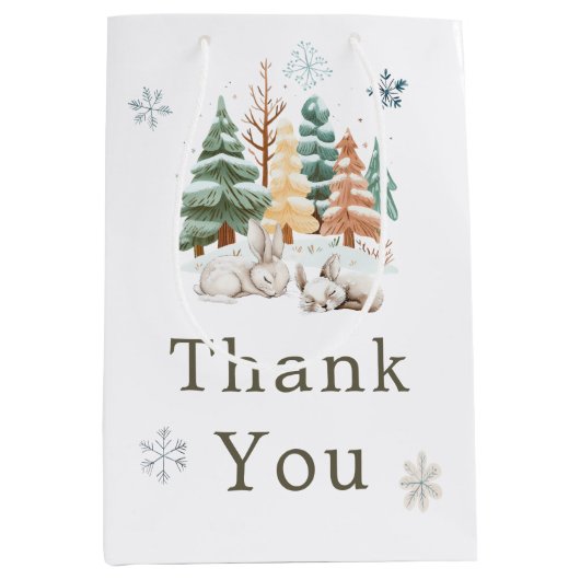 Schattigee winterkonijnen Baby shower Medium Cadeauzakje (Voorkant)