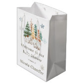 Schattigee winterkonijnen Baby shower Medium Cadeauzakje (Achterkant Gekanteld)