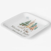 Schattigee winterkonijnen Baby shower Papieren Bordje (Gebogen)