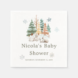 Schattigee winterkonijnen Baby shower Servet