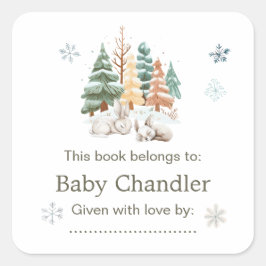 Schattigee winterkonijnen Baby shower Vierkante Sticker