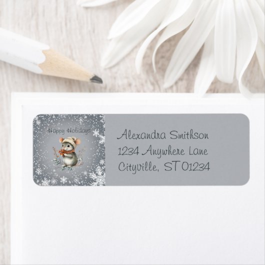 Schattigee wintermuis met bessen etiket (Insitu)