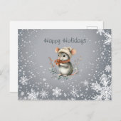 Schattigee wintermuis met bessen feestdagenkaart (Voorkant / Achterkant)