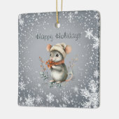 Schattigee wintermuis met bessen keramisch ornament (Links)