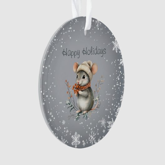 Schattigee wintermuis met bessen ornament (voorkant)