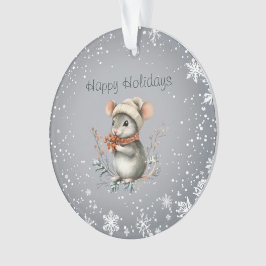 Schattigee wintermuis met bessen ornament (voorkant)