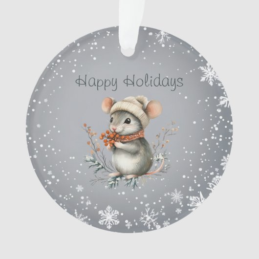 Schattigee wintermuis met bessen ornament (voorkant)