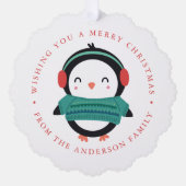 Schattigee winterpinguïn fotovakantie ornament kaart (Voorkant)