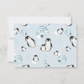 Schattigee winterpinguïn igloos baby shower bedankkaart (Achterkant)