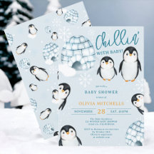 Schattigee winterpinguïn igloos baby shower