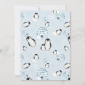 Schattigee winterpinguïn igloos baby shower kaart (Achterkant)