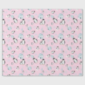 Schattigee winterpinguïn igloos sneeuwillustratie cadeaupapier (Vlak)