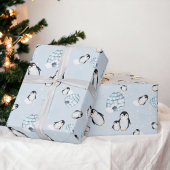 Schattigee winterpinguïn igloos sneeuwillustratie cadeaupapier