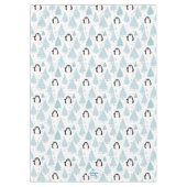 Schattigee winterpinguïn kerstblauw tafelkleed (Voorkant)