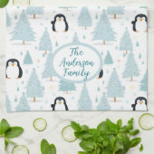 Schattigee winterpinguïn kerstblauw theedoek (Gevouwen)