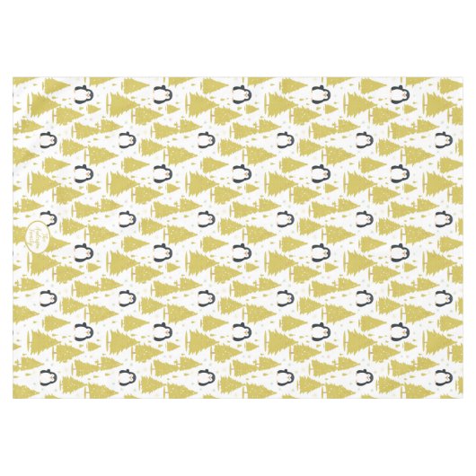 Schattigee winterpinguïn kerstgoud tafelkleed (Voorkant (Horizontaal))