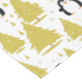 Schattigee winterpinguïn kerstgoud tafelkleed (Gekanteld)