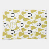 Schattigee winterpinguïn kerstgoud theedoek (Horizontaal)