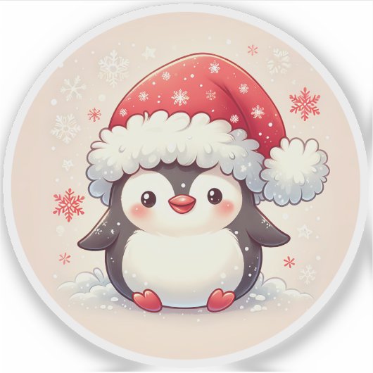 Schattigee winterpinguïn Sticker (Voorkant)