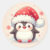 Schattigee winterpinguïn Sticker (Voorkant)