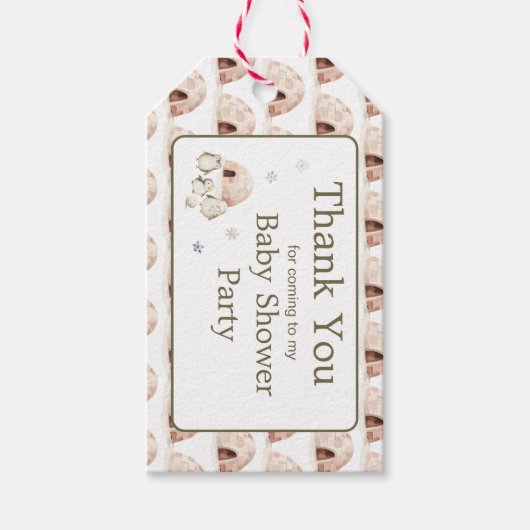Schattigee winterpinguïns Baby shower Cadeaulabel (Voorkant)