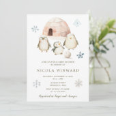 Schattigee winterpinguïns Baby shower Kaart (Staand voorkant)