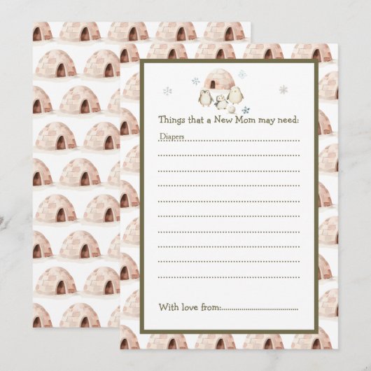 Schattigee winterpinguïns Baby shower Kaart (Voorkant / Achterkant)