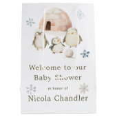Schattigee winterpinguïns Baby shower Medium Cadeauzakje (Achterkant)