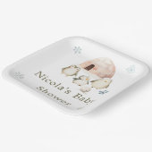 Schattigee winterpinguïns Baby shower Papieren Bordje (Gebogen)