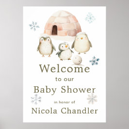 Schattigee winterpinguïns Baby shower Poster