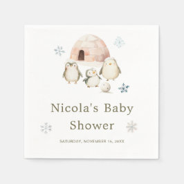 Schattigee winterpinguïns Baby shower Servet