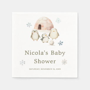 Schattigee winterpinguïns Baby shower Servet