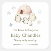 Schattigee winterpinguïns Baby shower Vierkante Sticker (Voorkant)